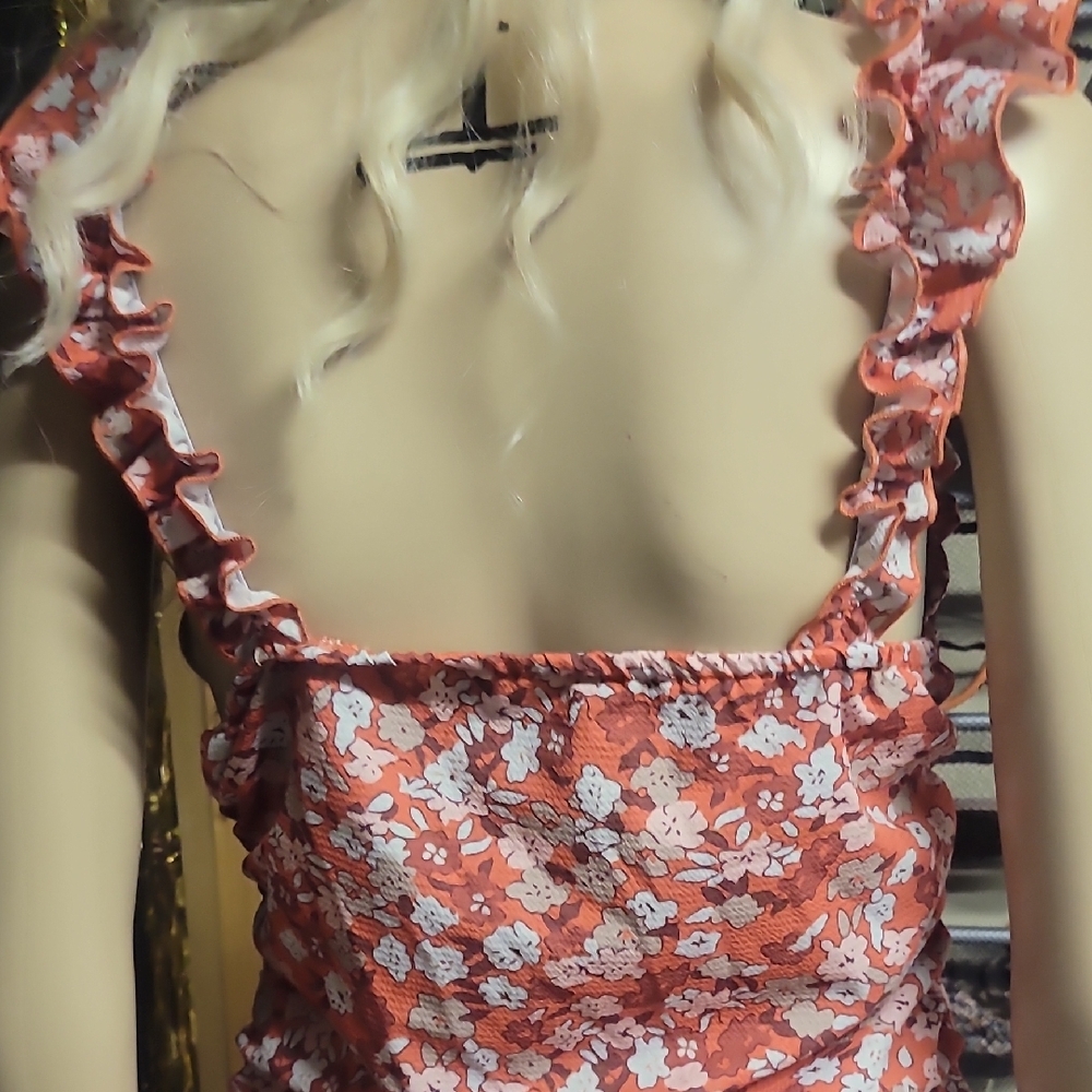 Chic Red and White Ruched Spaghetti Strap Mini Dress - Picture 6 of 6